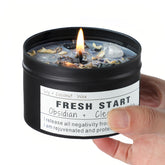 CULACEE Fresh Start candle jar with crystals supports mindful evenings.