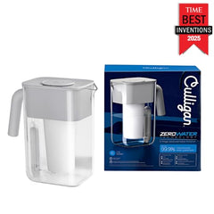 Culligan ZeroWater pitcher on countertop showing compact design for small spaces.