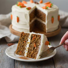 Culpitt carrot sugar pipings provide precise detailing for cake borders