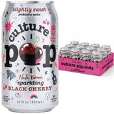 Culture Pop Noah Kahan Black Cherry can showing probiotic, low-sugar refreshment.
