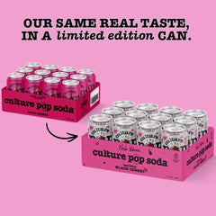 Culture Pop Noah Kahan Black Cherry poured into a tall glass with bubbles.