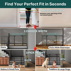 Cumbor baby gate walk-through measures 22.3 inches for smooth daily traffic.