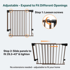 Cumbor adjustable-width gate fits 29.2-43 inches.