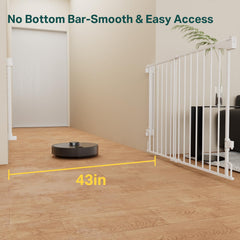 Cumbor expandable stair gate shows adjustable width for varied openings.
