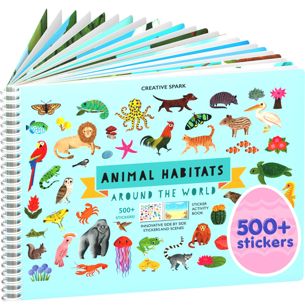 Cupkin Animals Habitat sticker book open pages for travel-friendly activity