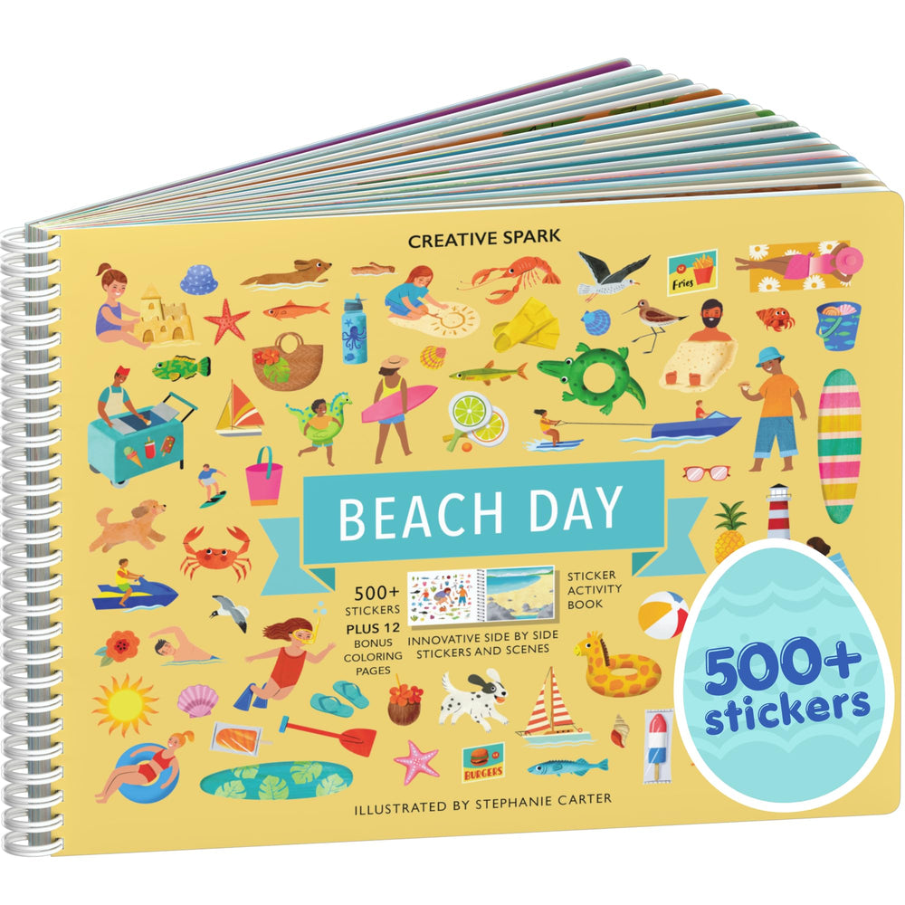 Cupkin Beach Day sticker book front cover – inviting travel activity for kids ages 2-8