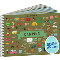 Cupkin camping sticker book cover with outdoors theme, perfect for travel activities with kids