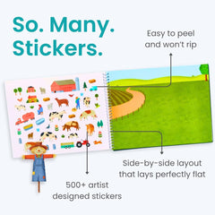 Cupkin Farm Animals stickers featuring horses in lively farm scenes