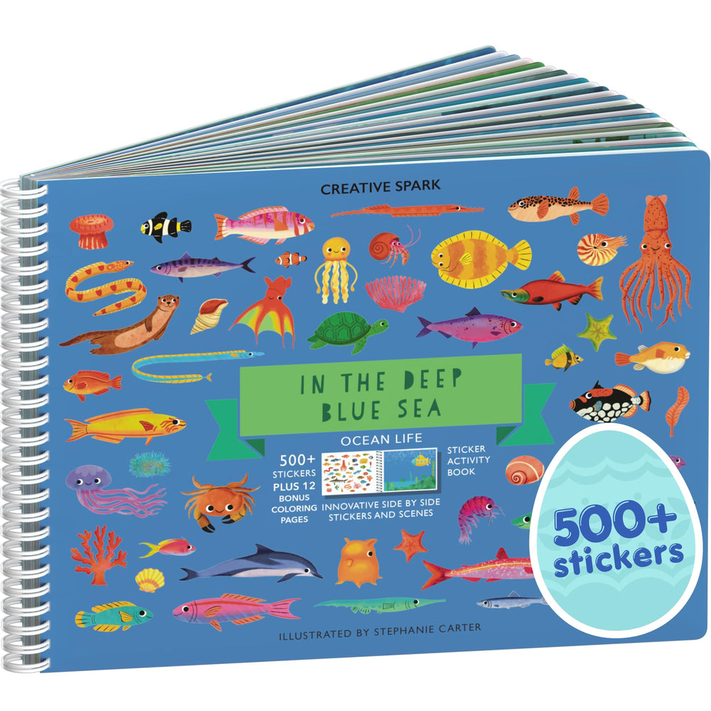 Cupkin Ocean 500+ sticker book cover with vibrant ocean scenes for toddlers.