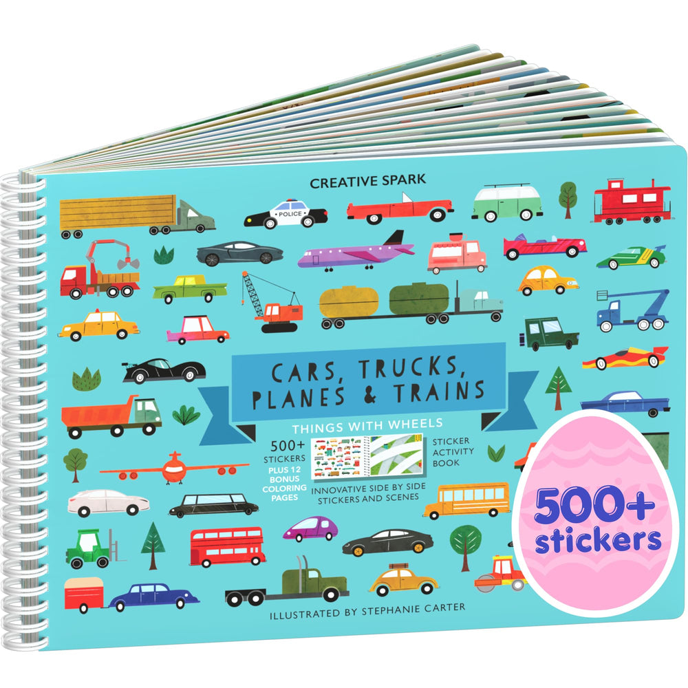 Cupkin sticker scene with vehicles for travel activity and imaginative play.