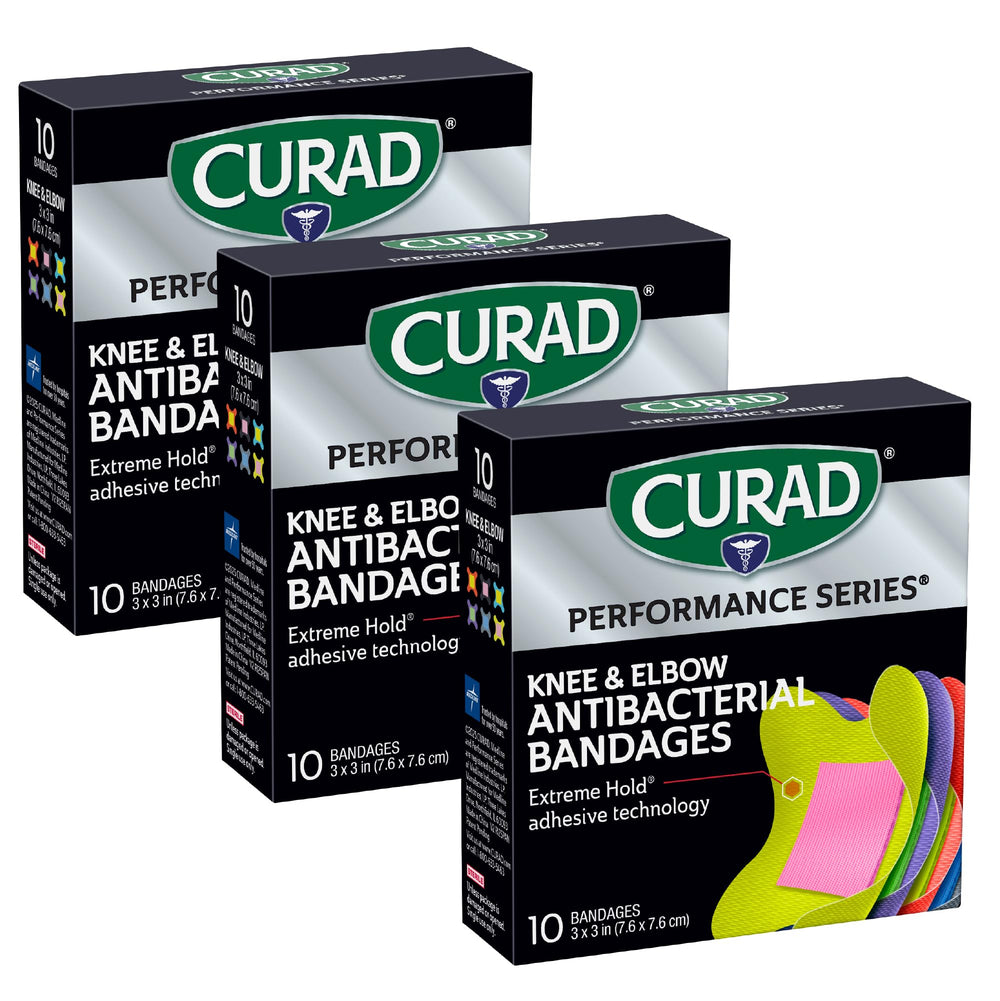 CURAD Performance Series bandage with extreme hold adhesive secured during activity