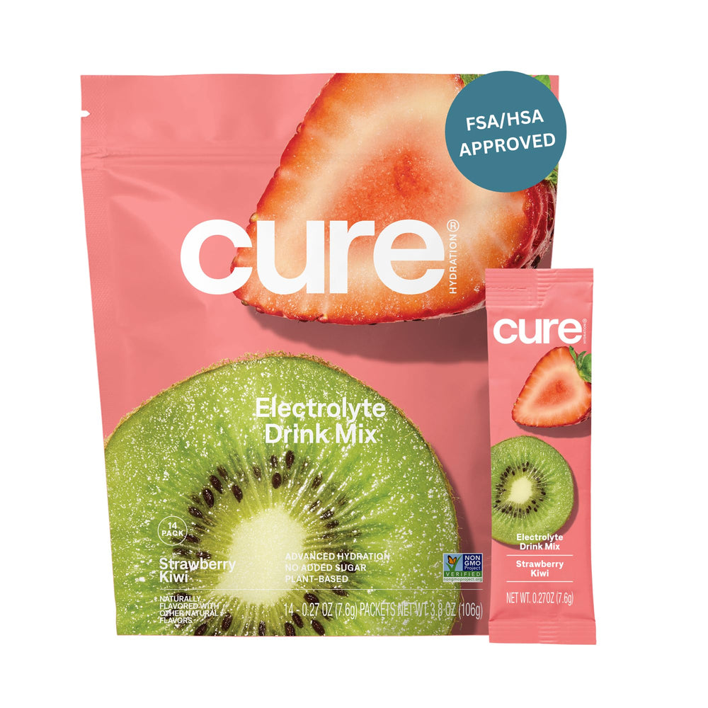 Cure Hydration strawberry kiwi packet on the go for sugar-free hydration