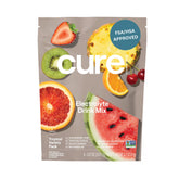 Cure Hydration tropical variety pack bottles showing plant-based electrolyte drink for on-the-go hydration
