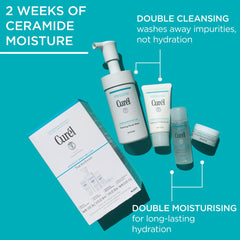 Curel foaming facial wash with light foam for delicate cleansing.