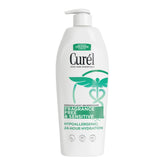 Curél fragrance free lotion bottle shows non greasy hydration for sensitive skin