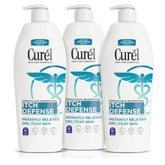 Curel Itch Defense bottle pour shows easy, soothing hydration for dry skin.