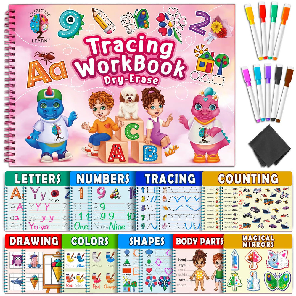 Curious 2 Learn hardcover workbook cover for durable, on-the-go learning.