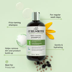 Close-up of CURLSMITH Frizz Control Shampoo cream lather nourishes curls