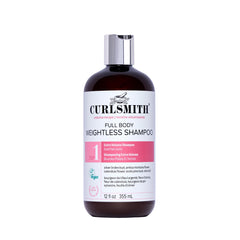 CURLSMITH Full Body Weightless Shampoo bottle highlights a vegan, volumizing curl cleanse
