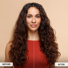 CURLSMITH Full Body Weightless Shampoo applied-hair shows build-up removal in action