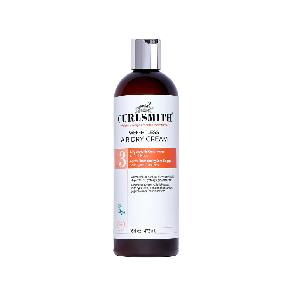 CurlSmith Weightless Air Dry Cream bottle shown for lightweight moisture.