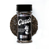 Cuso Cuts Dirt BBQ seasoning bottle adds bold smoky flavor to steaks and briskets.