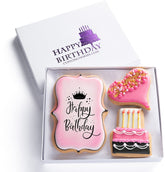Custom Cookies Happy Birthday gift box front view, ideal for celebrating milestones with style.