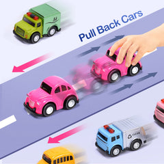 CUTE STONE pull-back alloy cars inside a decorative egg for battery-free play