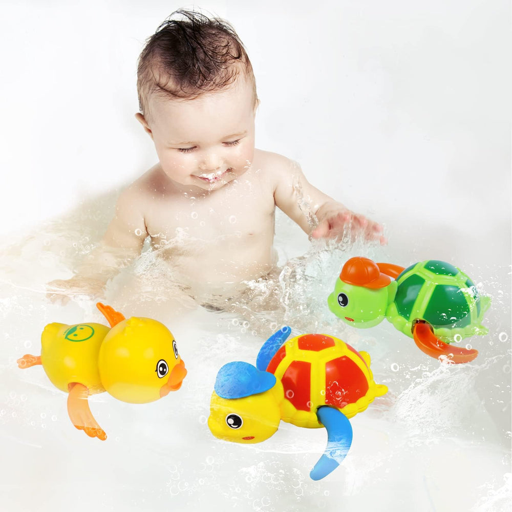 Cuterabit baby bath toys set in tub promotes safe bath time fun.