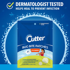 Cutter Bug Bite Patches closeup adhesive texture emphasizing secure wear.