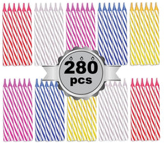 Cwise 280-count birthday candles with holders for quick bulk cake setups.