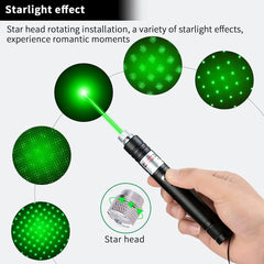 Cyahvtl green beam visible at distance for night tracking and signaling.