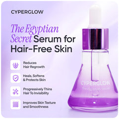 CYPERGLOW serum texture shows fast absorption for a non-greasy finish.