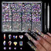 Cycullinyt 1660pcs Crystal AB rhinestones kit for dazzling nails and crafts.