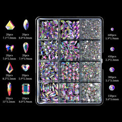 Cycullinyt flatback rhinestones in four sizes for versatile nail art and crafts.