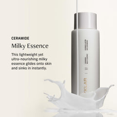 CYKLAR Ceramide Milky Essence texture close-up shows milky, lightweight formula for dry skin.