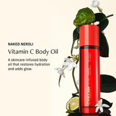 CYKLAR Vitamin C Body Oil texture shows smooth glide and fast absorption with no greasy residue.
