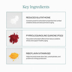 CYMBIOTIKA Glutathione ingredient panel with PQQ and CoQ10 antioxidants