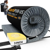 CYMULA camping mattress pad rolled in its bag for easy transport.