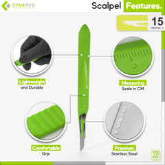 Cynamed tempered stainless-steel blade for durable, sharp performance.