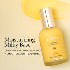 Texture close-up shows the silky milky texture of the lotion