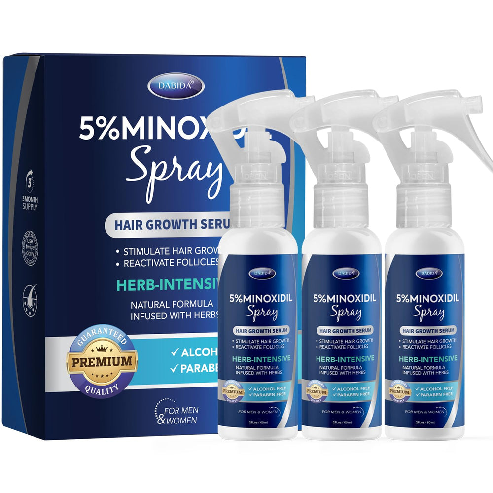 DABIDA Minoxidil hair growth bottle pour for precise daily application.
