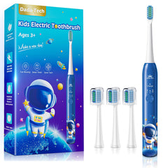 DADA-TECH Kids Electric Toothbrush Astronaut Blue front view supports kid-friendly brushing.