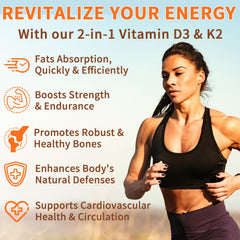 Daiasns Vitamin D3 K2 softgels with 10000 IU for bone and muscle health