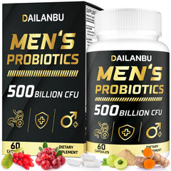 Dailanbu Probiotics for Men 500B CFU bottle cap, supporting everyday gut balance.