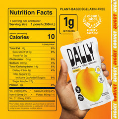 DALLY Konjac jelly close-up texture reveals chewy mango goodness.