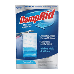 DampRid fragrance-free hanging moisture absorber 16oz 3-pack reduces musty odors.