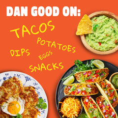 Dan-O's Tac-O seasoning label detail emphasizes kosher and sugar-free quality
