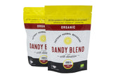 Dandy Blend packaging front showing instant herbal beverage, caffeine-free coffee substitute