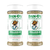 Dan-O's Italian-O seasoning bottle front showing bold flavor for pasta and pizza.